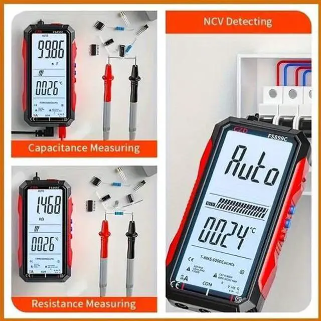 Alt view image 4 of 4 - Rechargeable Digital Multimeter FS899C - Electrical & NCV Testing