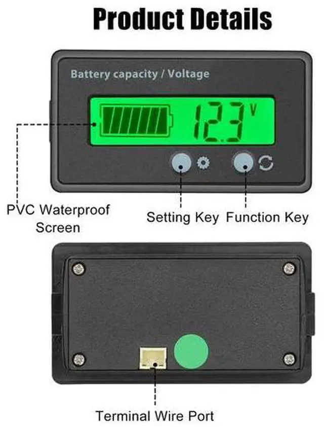 Alt view image 3 of 7 - 12V/24V/36/48V Battery Status Charge LCD Digital Indicator Monitor Meter Gauge