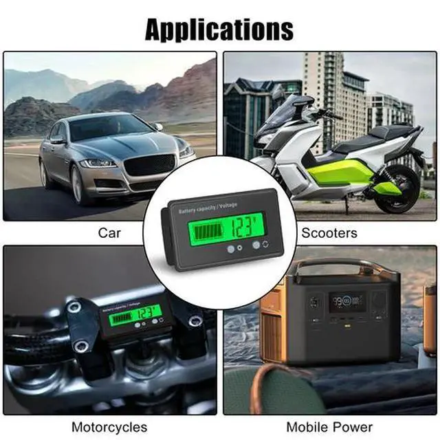 Alt view image 7 of 7 - 12V/24V/36/48V Battery Status Charge LCD Digital Indicator Monitor Meter Gauge