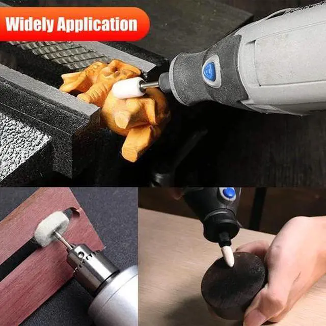 Alt view image 6 of 7 - 129x Wool Felt Buffing Polishing Pads Wheel Set For Dremel Grinder Accessories