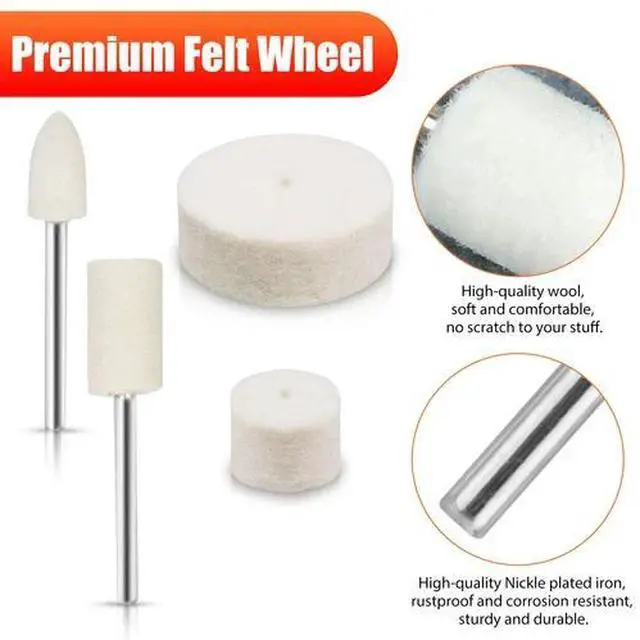 Alt view image 3 of 7 - 129x Wool Felt Buffing Polishing Pads Wheel Set For Dremel Grinder Accessories
