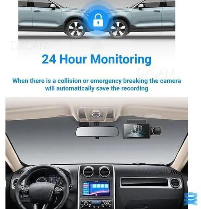 Alt view image 3 of 7 - Dash Cam Dual Lens HD 1080P Car DVR Video Recorder G-Sensor Front Inside Camera