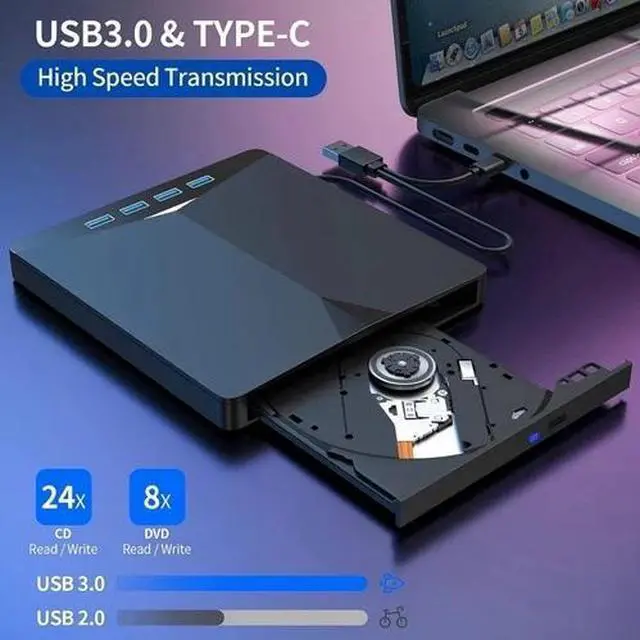 Alt view image 3 of 7 - Slim External CD DVD RW Drive USB 3.0 Writer Burner Player Black For Laptop 1Pcs
