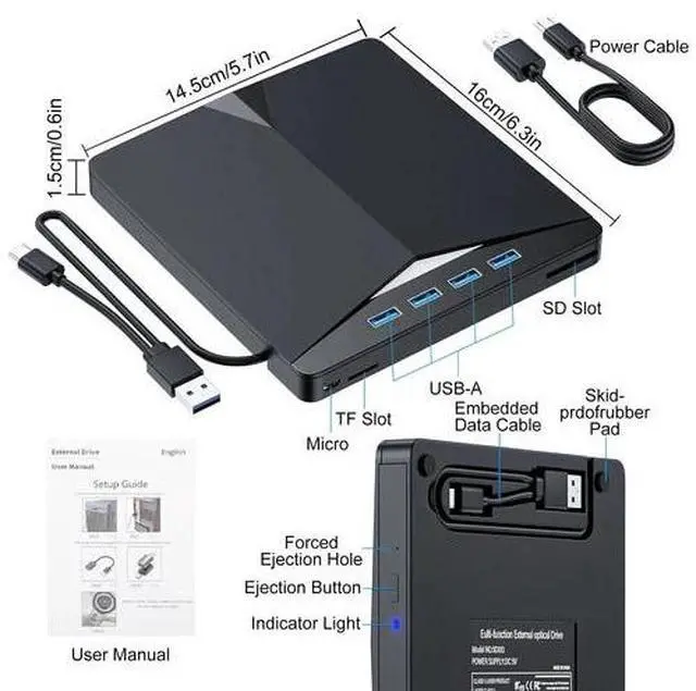 Alt view image 6 of 7 - Slim External CD DVD RW Drive USB 3.0 Writer Burner Player Black For Laptop 1Pcs