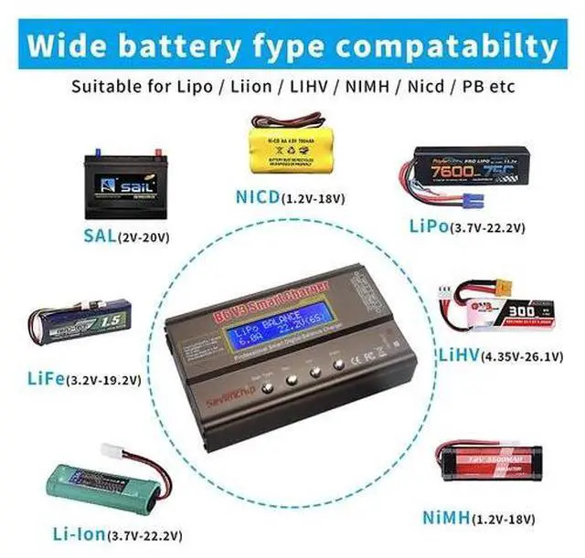 Alt view image 3 of 7 - B6 V3 Lipo Smart Battery Balance Charger Discharger 80W 6A For RC Toys NIMH LiHV