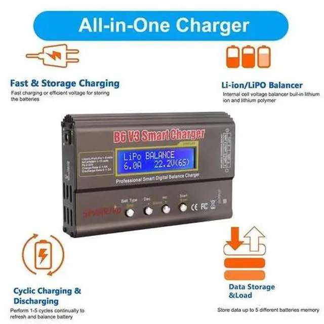 Alt view image 4 of 7 - B6 V3 Lipo Smart Battery Balance Charger Discharger 80W 6A For RC Toys NIMH LiHV