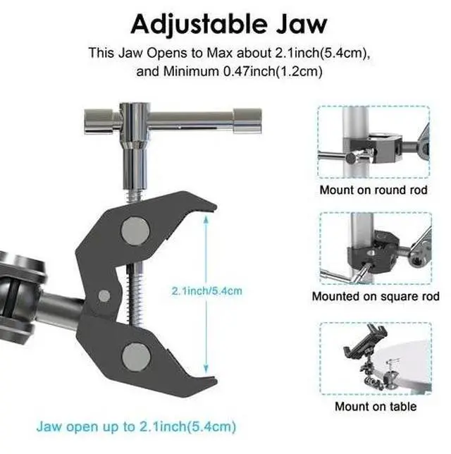 Alt view image 3 of 7 - Heavy Duty iPad Tablet Phone Holder Clamp for Mic Stand Bike Treadmill Peloton