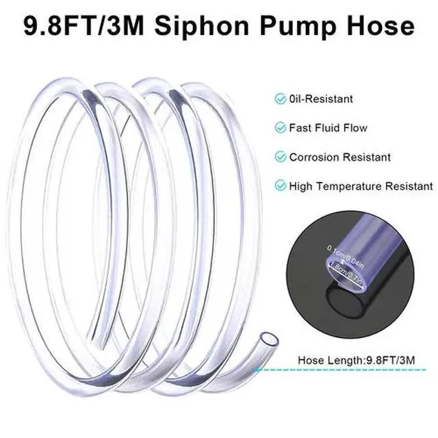 Alt view image 2 of 7 - 9.8Ft Siphon Hose Transfer Hand Pump With Flow Valve for Gasoline Oil Water Fuel