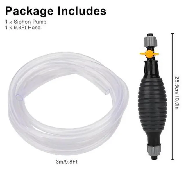 Alt view image 7 of 7 - 9.8Ft Siphon Hose Transfer Hand Pump With Flow Valve for Gasoline Oil Water Fuel