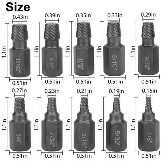 Alt view image 2 of 7 - 10Ps Screw Extractor Easy Out Drill Bits Kit Damaged Screw Bolt Stud Remover Set