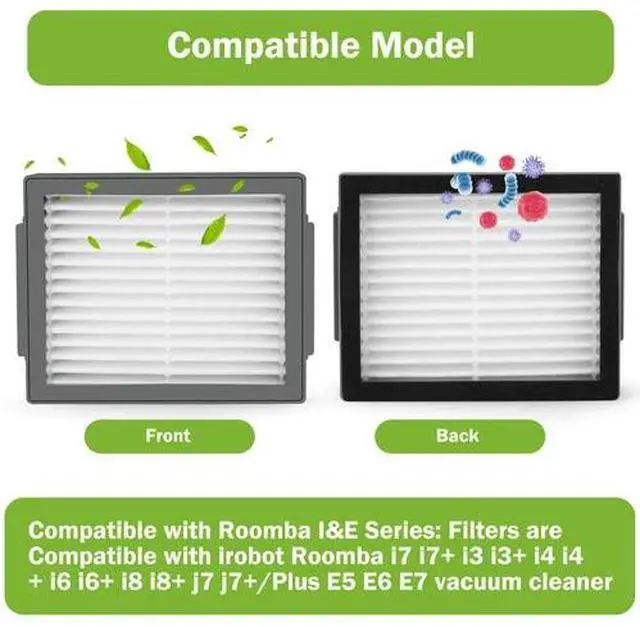Alt view image 5 of 6 - 9 Pcs Replacement Filter For iRobot Roomba i7 i7+ i3 i6 i8 Plus E5 E6 E7 Vacuum
