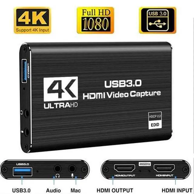 Alt view image 2 of 7 - 4K Audio Video Capture Card USB 3.0 HDMI Video Capture Device Full HD Recording