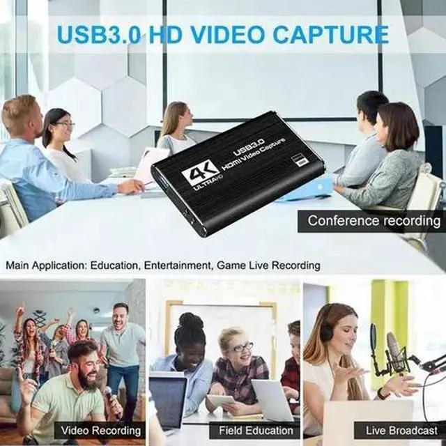 Alt view image 6 of 7 - 4K Audio Video Capture Card USB 3.0 HDMI Video Capture Device Full HD Recording