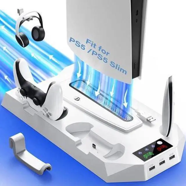 Main image of PS5 Slim Stand Cooling Fan,PS5 Controller Charging Station for Sony Playstation5