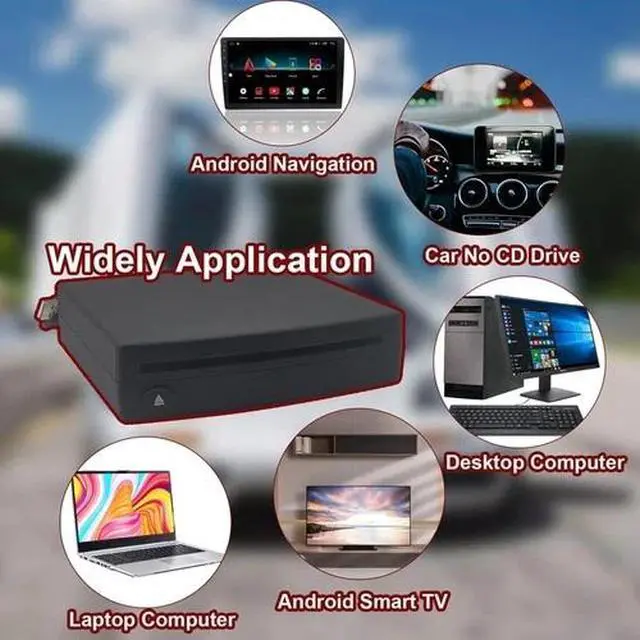 Alt view image 3 of 5 - External USB Car Universal CD Player,Vehicle CD Player for Car via USB Radio Con