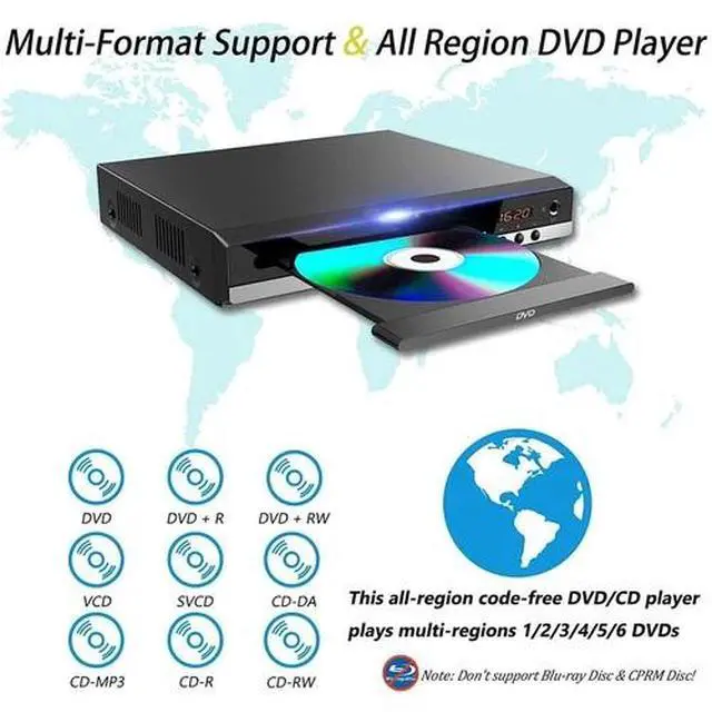 Alt view image 3 of 7 - 1080p DVD Player All Region Free DVD CD USB Player with HD+RCA Output HOME