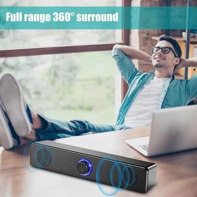 Alt view image 5 of 7 - Stereo Bass Sound Computer Speakers 3.5mm USB Wired Soundbar for Desktop Laptop