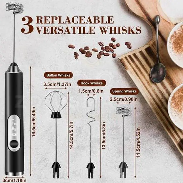 Main image of Electric Milk Frother Handheld Whisk Mixer Stirrer Coffee Egg USB Rechargeable