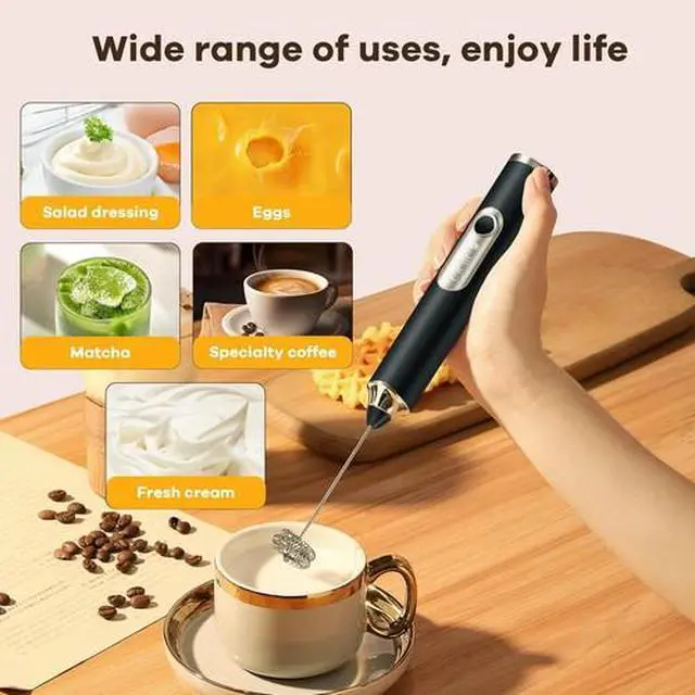 Alt view image 4 of 7 - Electric Milk Frother Handheld Whisk Mixer Stirrer Coffee Egg USB Rechargeable
