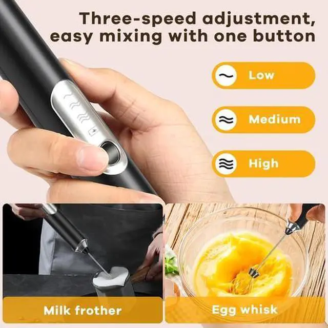 Alt view image 2 of 7 - Electric Milk Frother Handheld Whisk Mixer Stirrer Coffee Egg USB Rechargeable