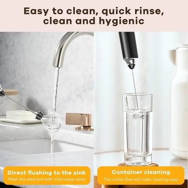 Alt view image 6 of 7 - Electric Milk Frother Handheld Whisk Mixer Stirrer Coffee Egg USB Rechargeable