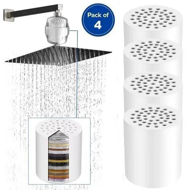 Main image of 4 Pack 20 Stage Shower Filter Replacement Cartridge for Hard Water Compatible