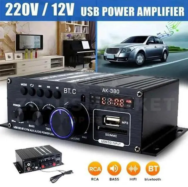 Main image of 800W 2Channel bluetooth Mini HIFI Power Amplifier Audio Stereo Amp Home Car FM