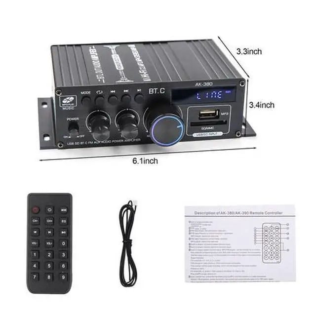 Alt view image 6 of 7 - 800W 2Channel bluetooth Mini HIFI Power Amplifier Audio Stereo Amp Home Car FM