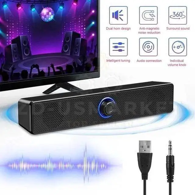 Main image of Stereo Bass Sound Computer Speakers 3.5mm USB Wired Soundbar for Desktop Laptop