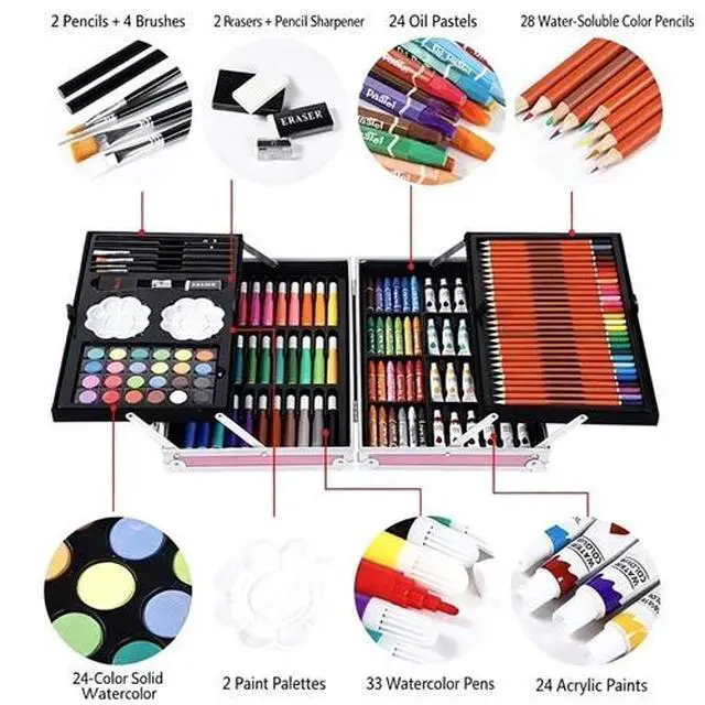 Alt view image 4 of 7 - 145PCS Art Drawing Set Kit For Kids Children Teens Adults Supplies Paint Pencil