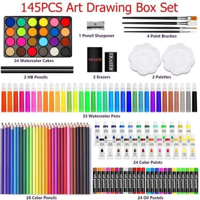 Alt view image 5 of 7 - 145PCS Art Drawing Set Kit For Kids Children Teens Adults Supplies Paint Pencil