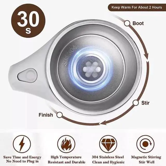 Alt view image 5 of 7 - Automatic Self Mixing Magnetic Stainless Steel Coffee Cup Milk Self Stirring Mug