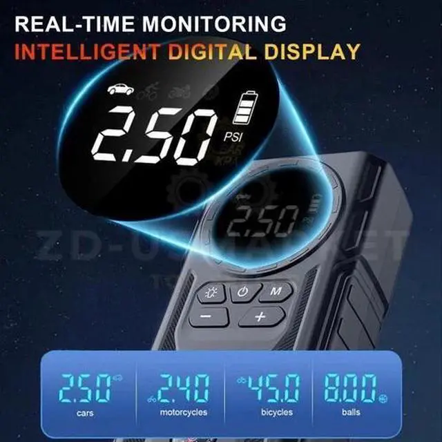Alt view image 3 of 7 - 99800mAh Car Jump Starter Booster Jumper Box Tire Inflator Compressor Air Pump