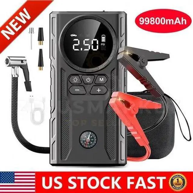 Main image of 99800mAh Car Jump Starter Booster Jumper Box Tire Inflator Compressor Air Pump