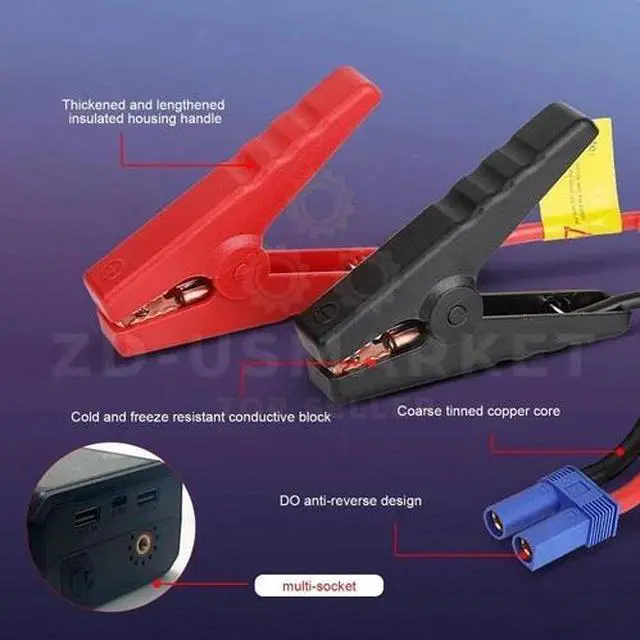 Alt view image 7 of 7 - 99800mAh Car Jump Starter Booster Jumper Box Tire Inflator Compressor Air Pump