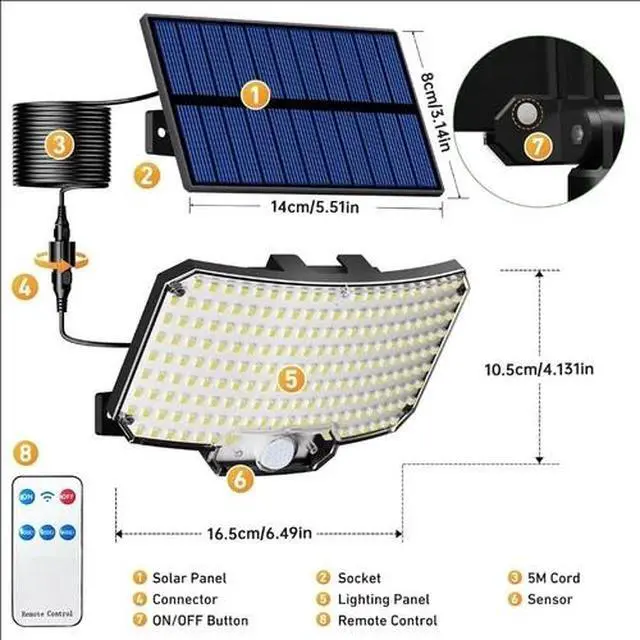 Alt view image 7 of 7 - LED Solar Street Lights 9900000lm Security Flood Lamp Motion Sensor Outdoor Wall