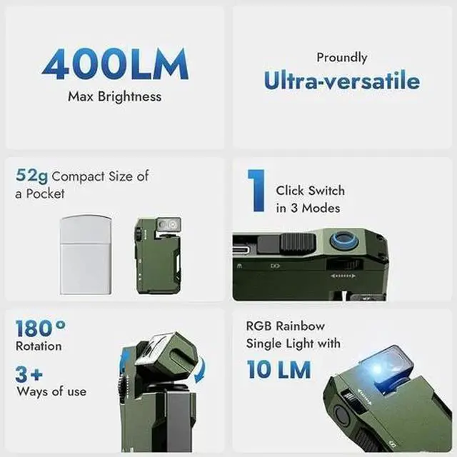 Alt view image 3 of 6 - 400LM Portable Pocket Mini EDC Flashlight Waterproof Emergency Lamp for Camping