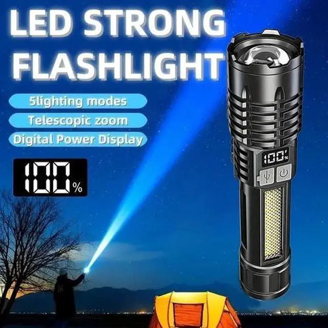 Alt view image 4 of 7 - 990000000 Lumen Super Bright LED Tactical Flashlight Rechargeable LED Work Light