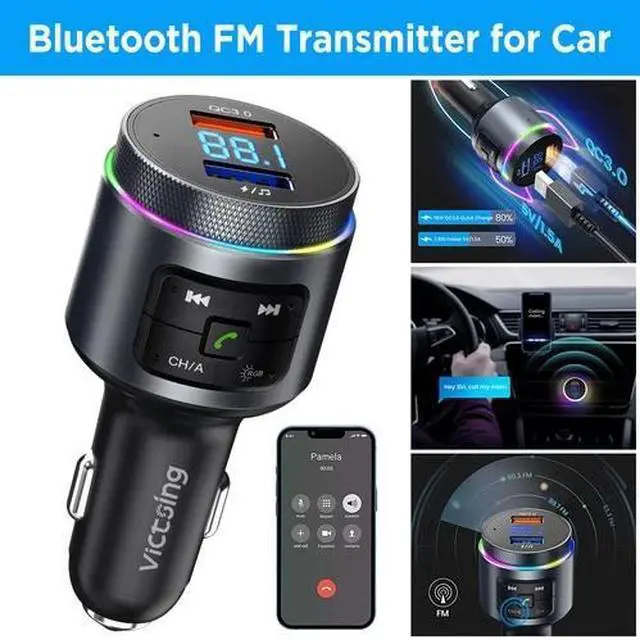 Main image of Bluetooth 5.0 Car Wireless FM Transmitter Adapter 2 USB Fast Charger Hands-Free