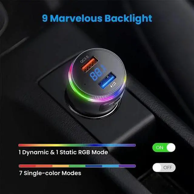 Alt view image 3 of 7 - Bluetooth 5.0 Car Wireless FM Transmitter Adapter 2 USB Fast Charger Hands-Free
