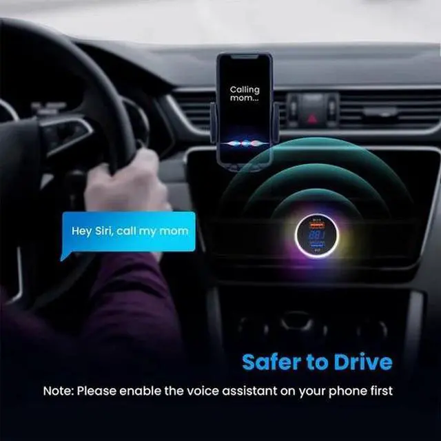 Alt view image 5 of 7 - Bluetooth 5.0 Car Wireless FM Transmitter Adapter 2 USB Fast Charger Hands-Free