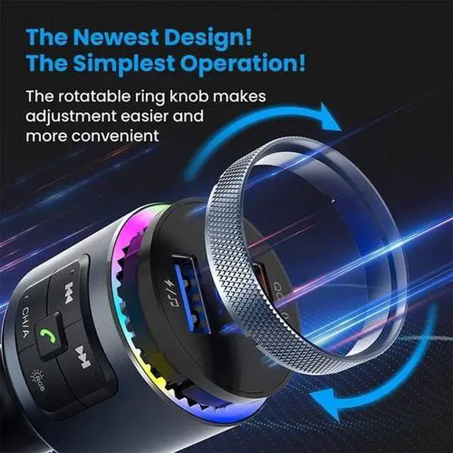 Alt view image 6 of 7 - Bluetooth 5.0 Car Wireless FM Transmitter Adapter 2 USB Fast Charger Hands-Free