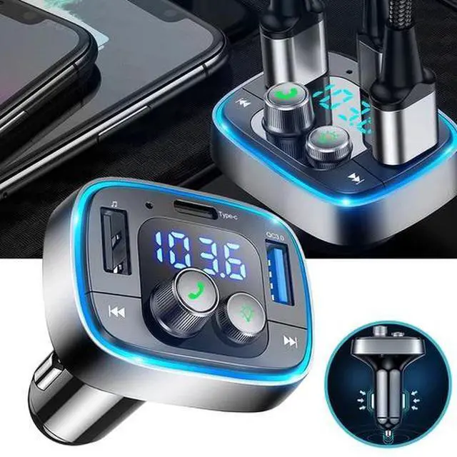Main image of Bluetooth 5.0 Car Wireless FM Transmitter Adapter 2USB PD Charger Hands-Free AUX