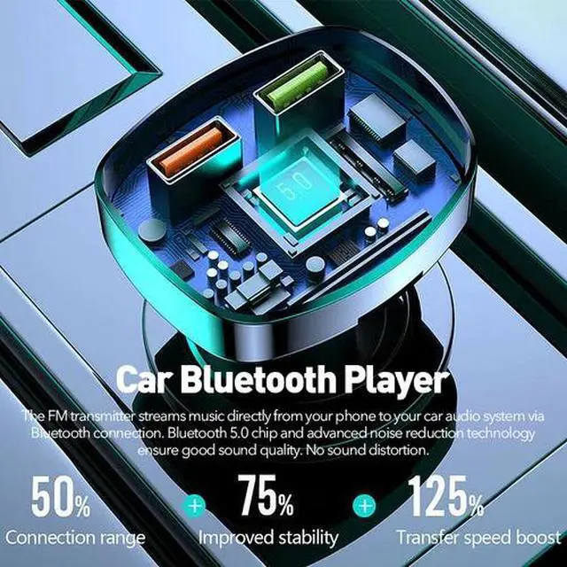 Alt view image 5 of 7 - Bluetooth 5.0 Car Wireless FM Transmitter Adapter 2USB PD Charger MP3 Hands-Free