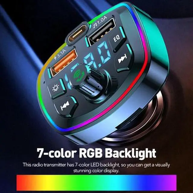 Alt view image 7 of 7 - Bluetooth 5.0 Car Wireless FM Transmitter Adapter 2USB PD Charger MP3 Hands-Free