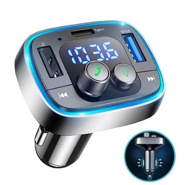 Alt view image 3 of 7 - Bluetooth 5.0 Car Wireless FM Transmitter Adapter 2USB PD Charger Hands-Free AUX