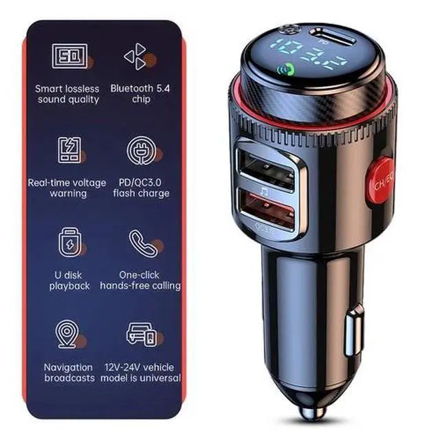Alt view image 2 of 7 - Car Wireless Bluetooth FM Transmitter MP3 Player USB Car Charger Radio Adapter