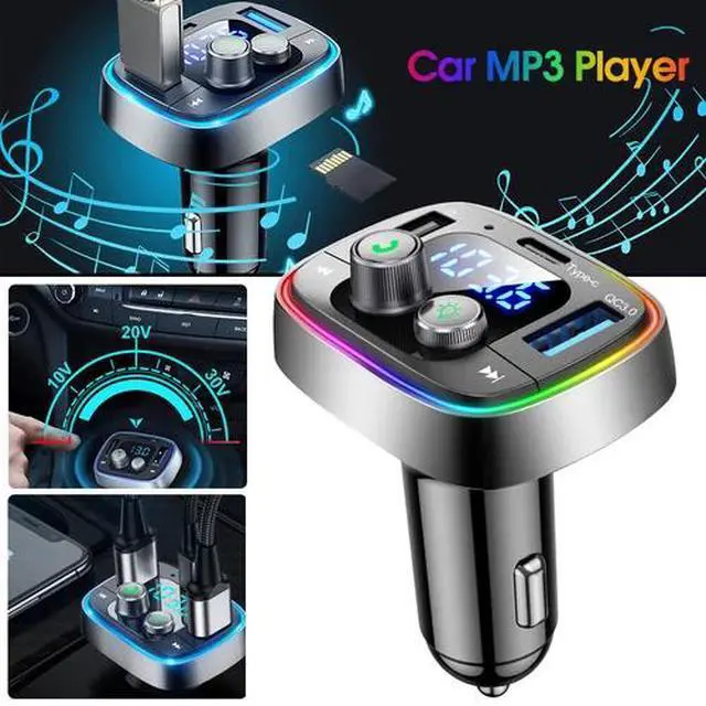 Alt view image 5 of 7 - Bluetooth 5.0 Car Wireless FM Transmitter Adapter 2USB PD Charger Hands-Free AUX