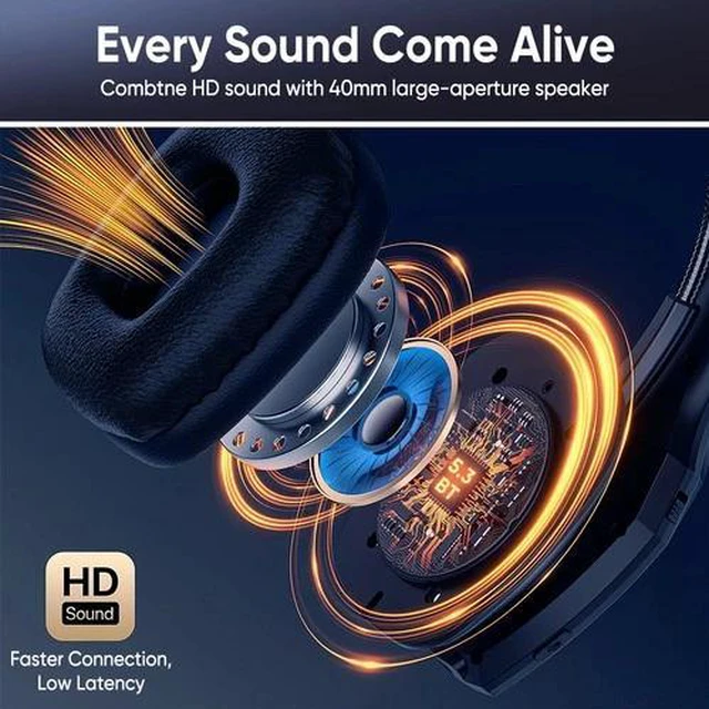 Alt view image 6 of 6 - Mpow Trucker Bluetooth Headset V5.3 Wireless Over Ear Headphone Noise Canceling