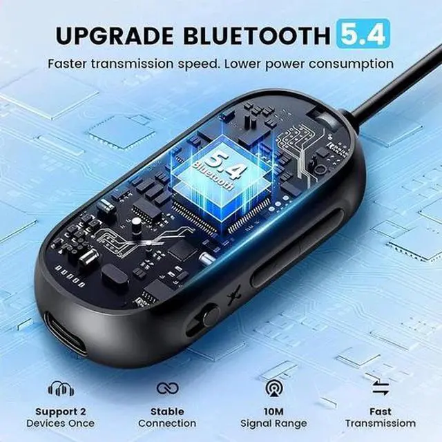 Alt view image 2 of 6 - Bluetooth 5.4 Transmitter Receiver 2 IN 1 Wireless Audio 3.5mm Jack Aux Adapter